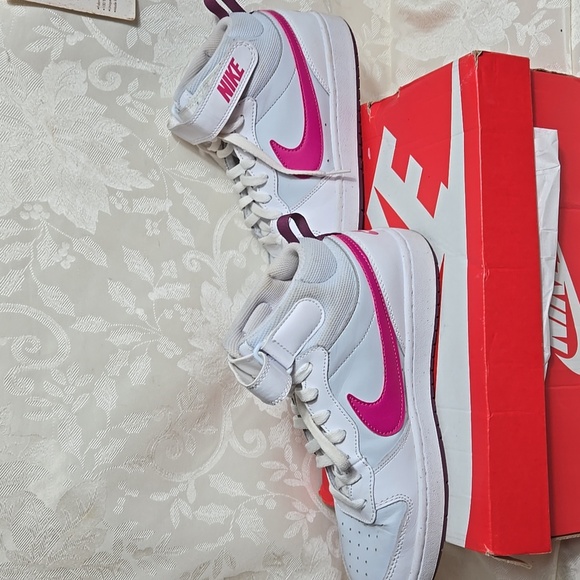 Nike Pink And White Court Borough Mid 2 Sneakers - Picture 3 of 10